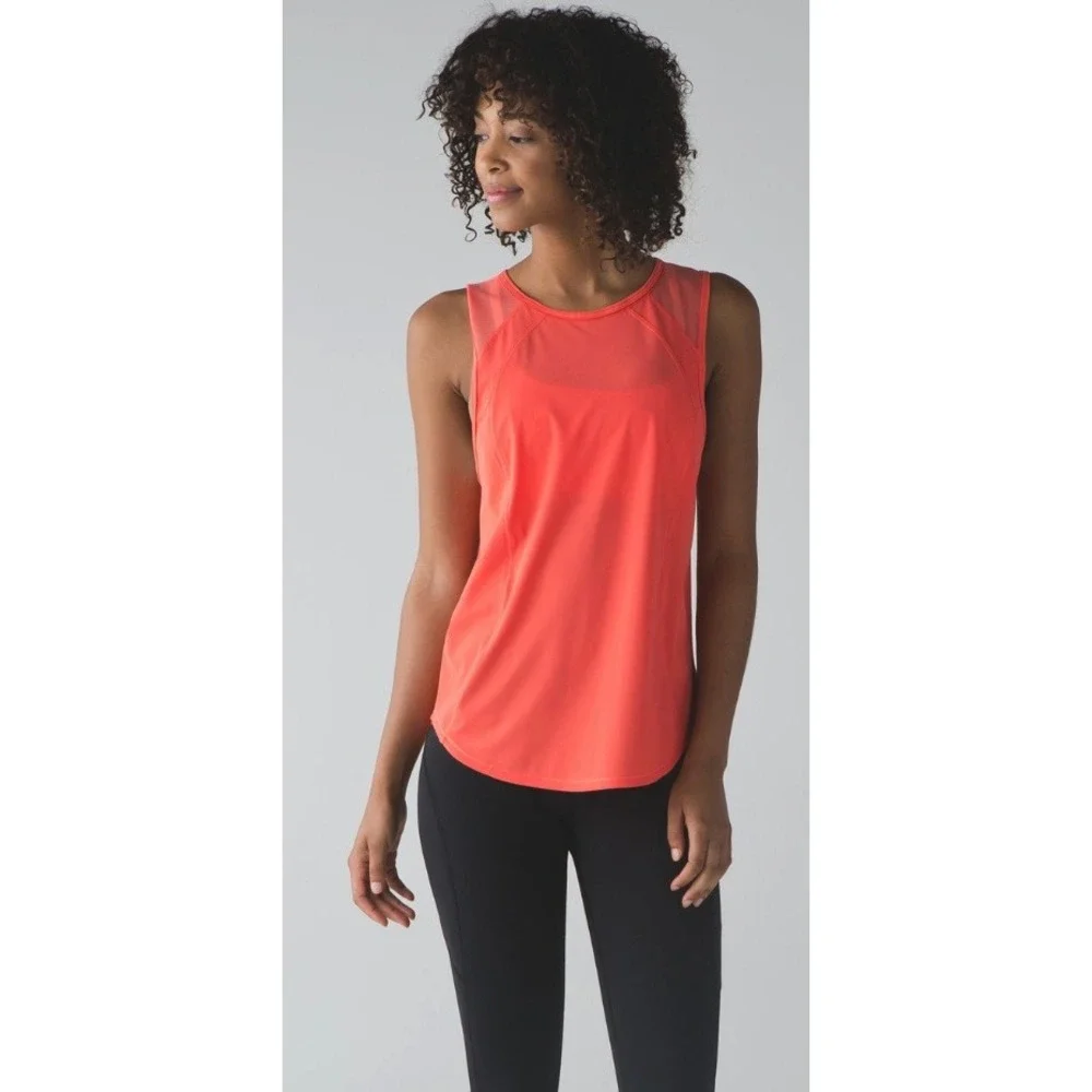 Lululemon Sculpt Tank Top Cape Red Mesh Back Size 10 Athletic Activewear Workout